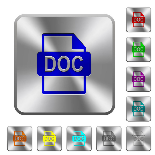 DOC file format rounded square steel buttons - Vector, Image