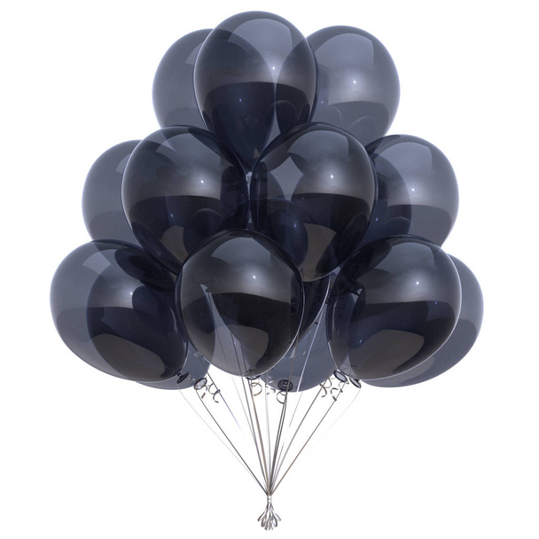 Black balloon birthday party decoration glossy balloons bunch - 写真・画像