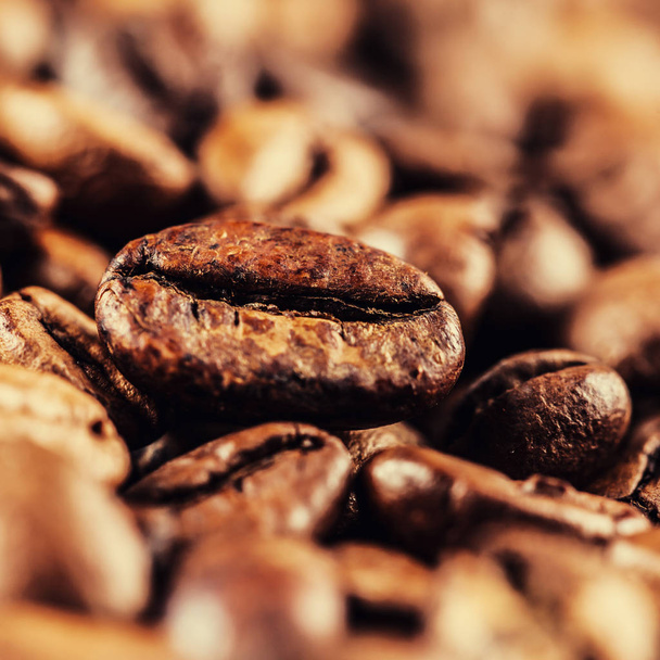 roasted coffee beans background, close-up view - Photo, Image