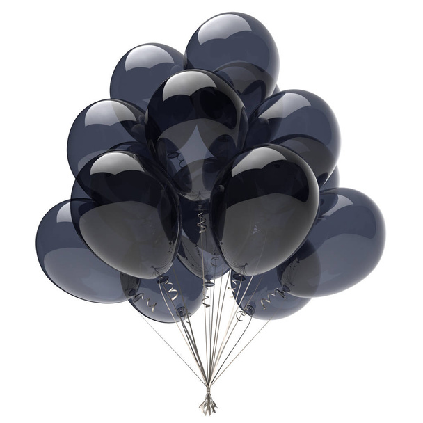 Balloons black birthday party decoration glossy balloon bunch - 写真・画像