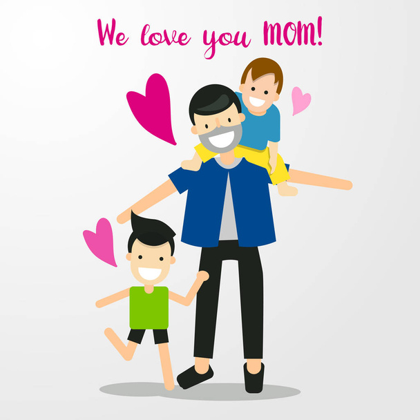 Karikatúra karakter boldog családi szeretet anya - Vektor, kép