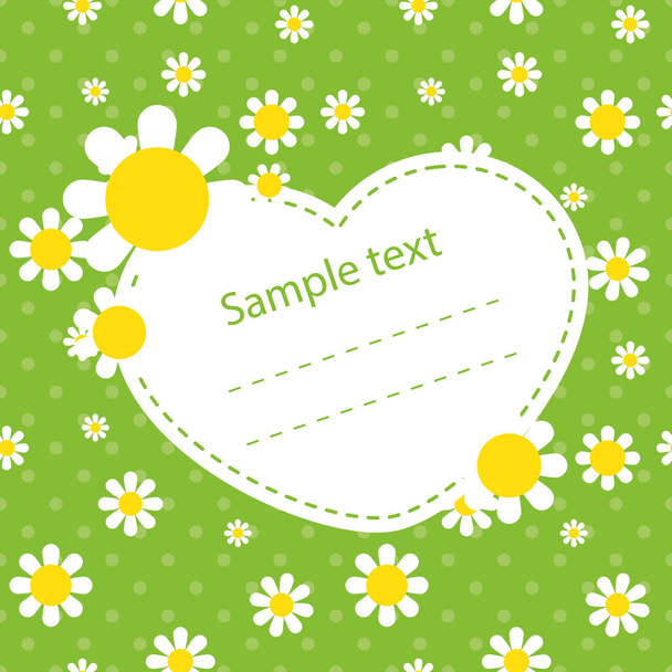 vector color illustration baby card with chamomile flowers - Вектор,изображение