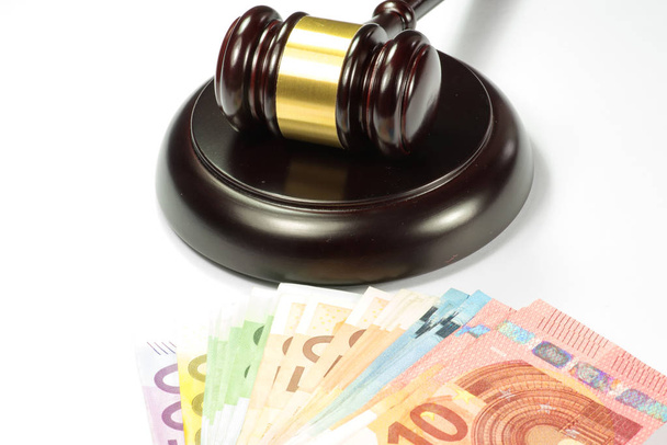 Judge gavel or auction hammer and euro money - Photo, Image