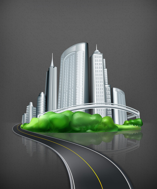 City and road, vector - Vector, Image