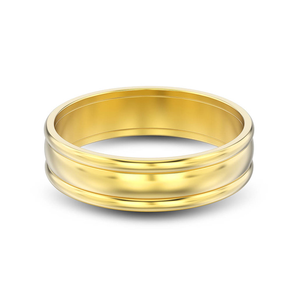 3D illustration isolated gold matching couples wedding ring band - Photo, Image