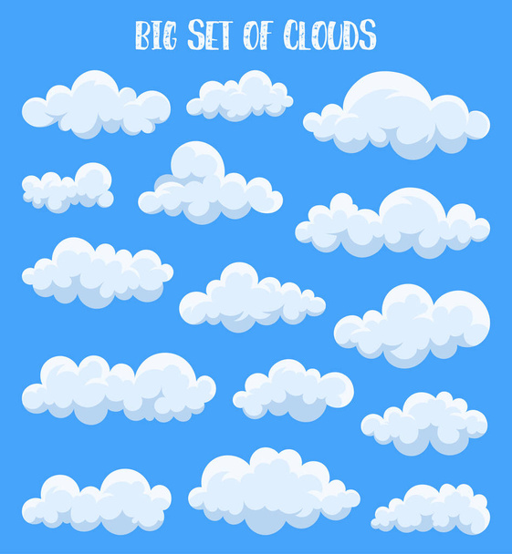 Fluffy and cumulus clouds at summer sky - Vector, Image
