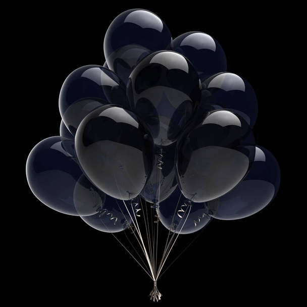 Black balloons birthday party decoration festive balloon bunch - Φωτογραφία, εικόνα