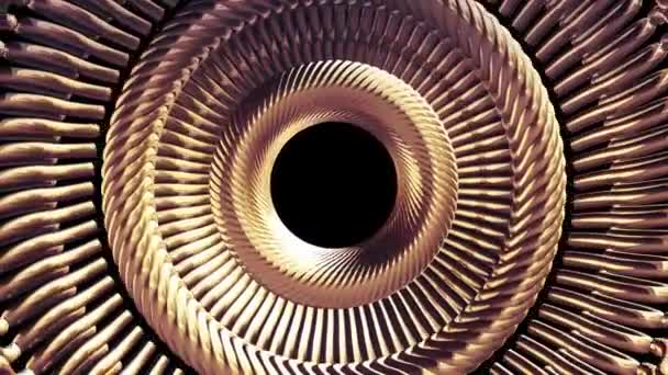 Přesunutí, otočení zlatého řetízku oční tekutina kruhy bezešvé smyčka animace 3d pohybu grafiku na pozadí nové kvality průmyslové techno stavební futuristické Super pěkné radostné video záznam - Záběry, video