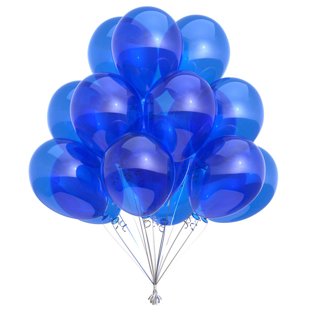 Blue balloon decoration party birthday helium balloons bunch - Fotoğraf, Görsel