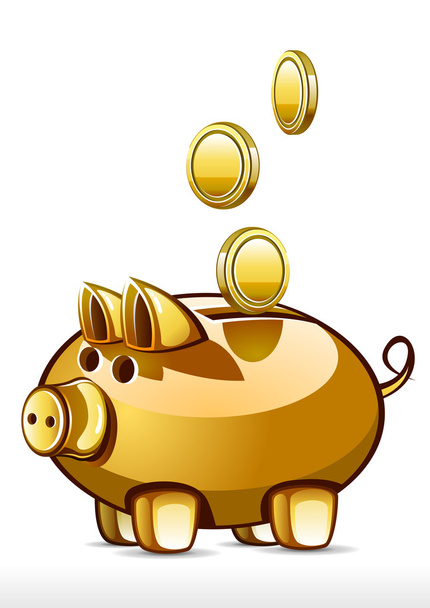 Golden saving pig - Vector, Image