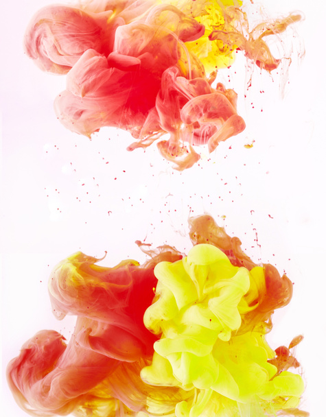 wallpaper with yellow and red paint swirls, isolated on white - Φωτογραφία, εικόνα