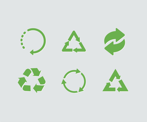 Set of green vector recycle icon. Recycle vector collection - Vector, Image