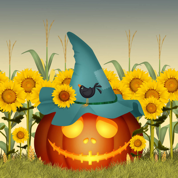 illustration of Halloween pumpkin decorate - Valokuva, kuva