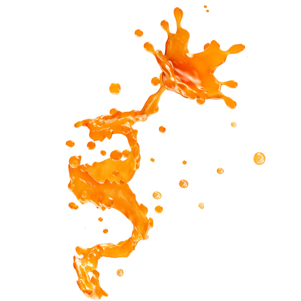 juice splashes with droplets isolated. 3D illustration - Photo, Image
