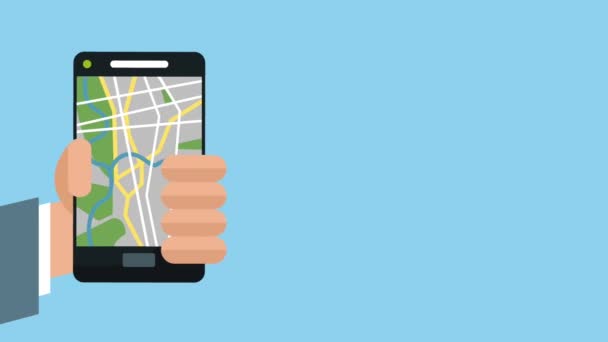 GPS σε smartphone κινούμενα σχέδια Hd - Πλάνα, βίντεο