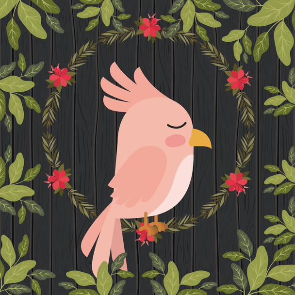 schattig roze zangvogels bos scape scène - Vector, afbeelding