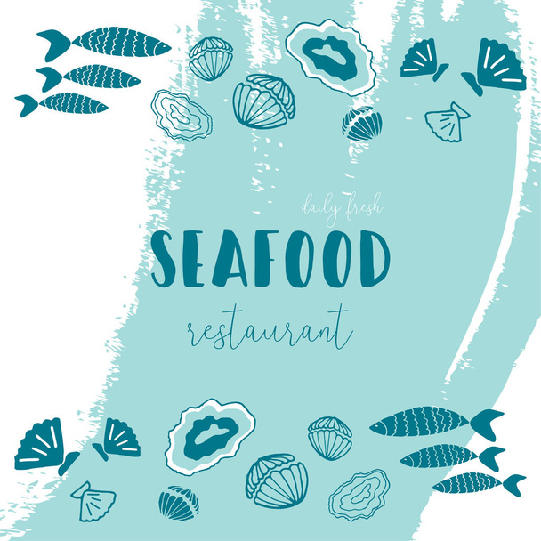 Hand Drawn Seafood illustration - Vektori, kuva