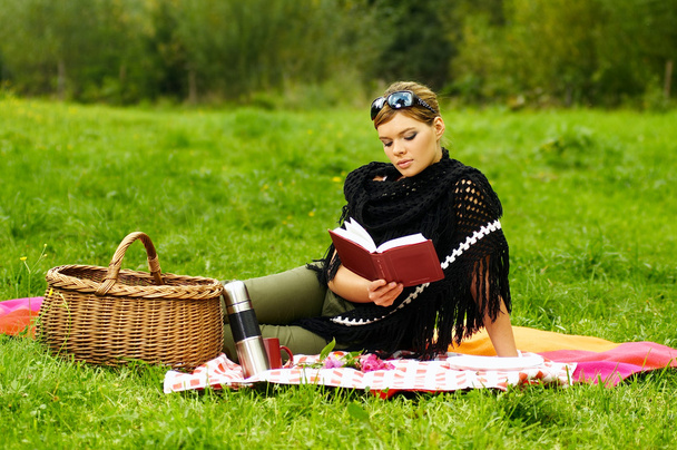 vrouw op picknick - Foto, afbeelding