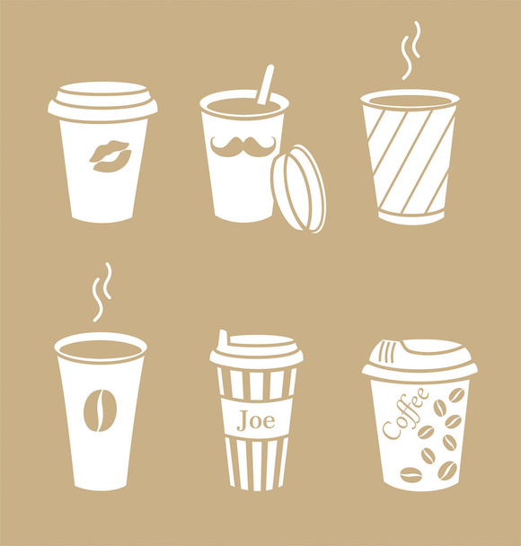 Set of stylish coffee cups. Vector illustration. - Vecteur, image