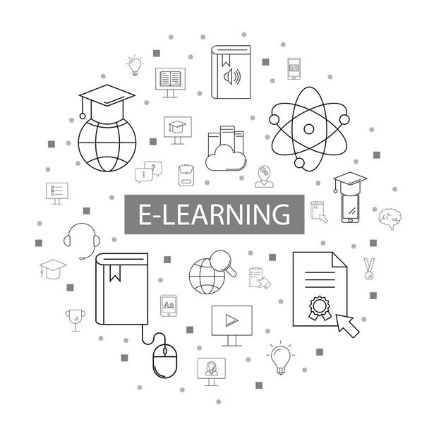 E-learning background from line icon. Patrón vectorial lineal
 - Vector, imagen
