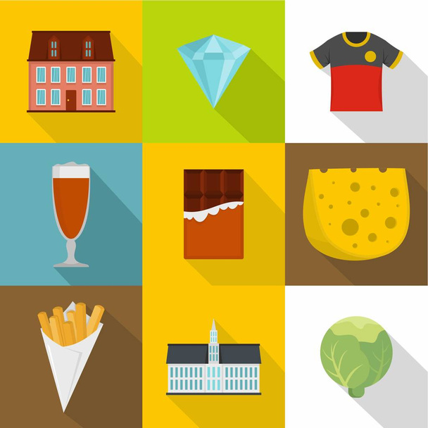 English food icons set, cartoon style - Vetor, Imagem