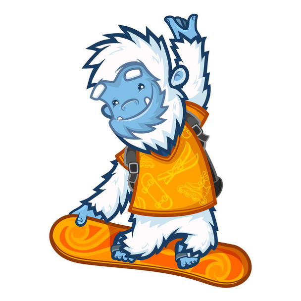 Yeti cool snowboarder - Vector, Image