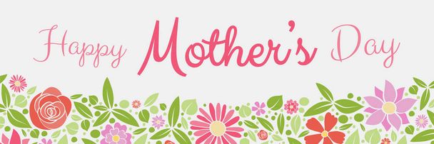 Colourful banner with fresh flowers for Mother's Day. Vector. - Vetor, Imagem