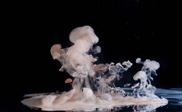 Ink and milk with paint in water swirl abstraction - 写真・画像