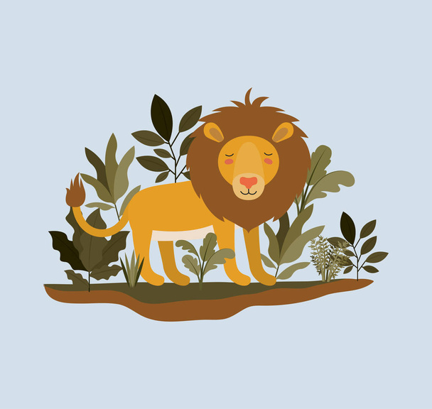 lion in the jungle scene - Vetor, Imagem