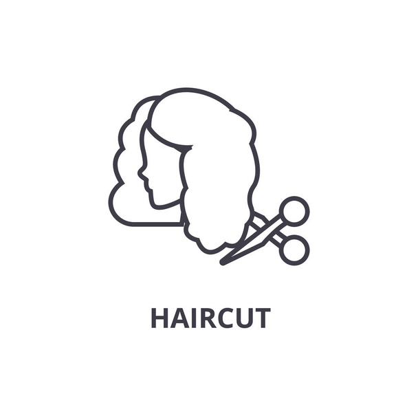 haircut thin line icon, sign, symbol, illustation, linear concept, vector  - Вектор, зображення