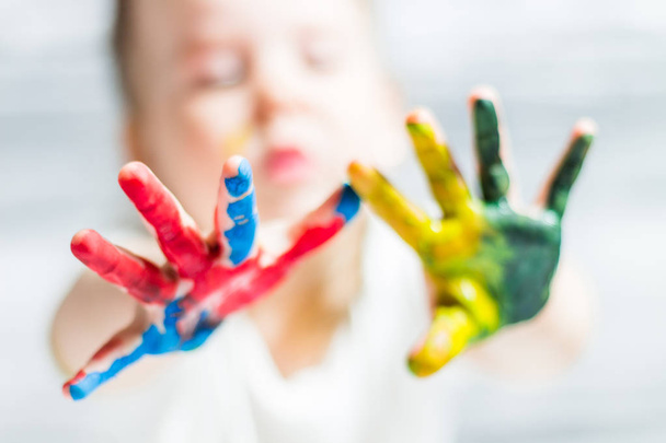 Children hands in colors - Fotó, kép