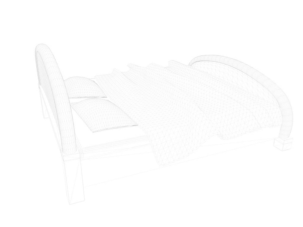 3D vykreslování podšívkou postele na bílém pozadí - Fotografie, Obrázek
