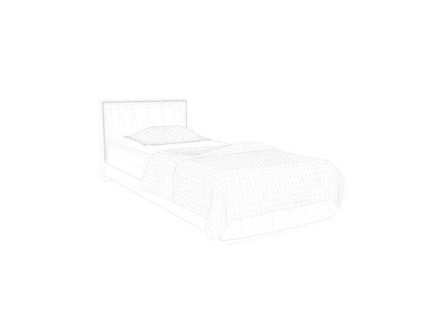 3D vykreslování podšívkou postele na bílém pozadí - Fotografie, Obrázek