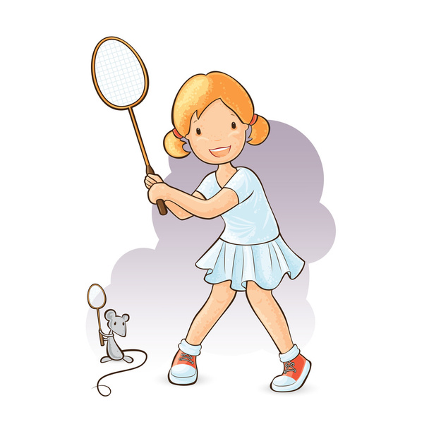 dívka si hraje badminton - Vektor, obrázek