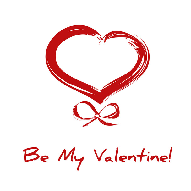 drawing red valentine heart with ribbon - Vetor, Imagem