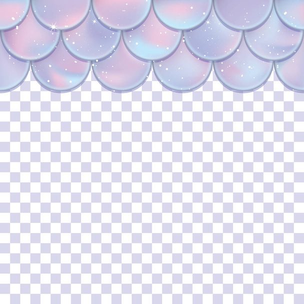Holographic mermaid scales on a transparent background. Mermaid card decor element. - Διάνυσμα, εικόνα