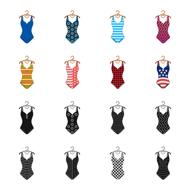Different kinds of swimsuits. Swimsuits set collection icons in black,cartoon style vector symbol stock illustration web. - Вектор, зображення