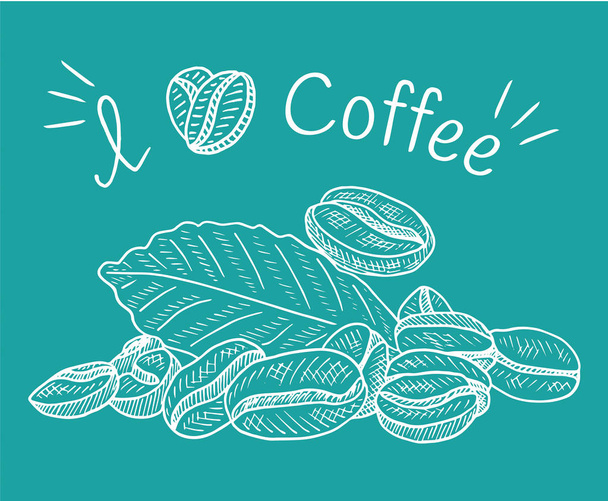 Mooie illustratie van koffiebonen - Vector, afbeelding