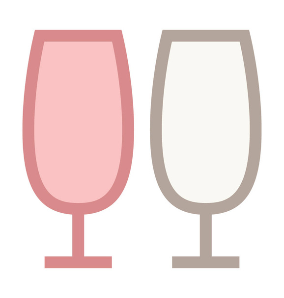 Two Glasses Colored Line Icon - Vector, Image