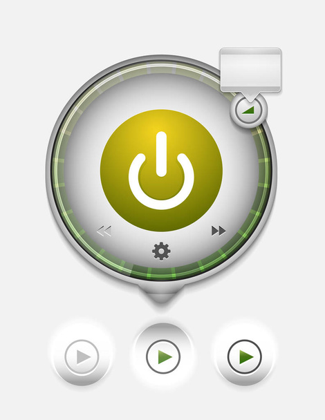 Start power button, ui icon design, on off symbol - Vetor, Imagem