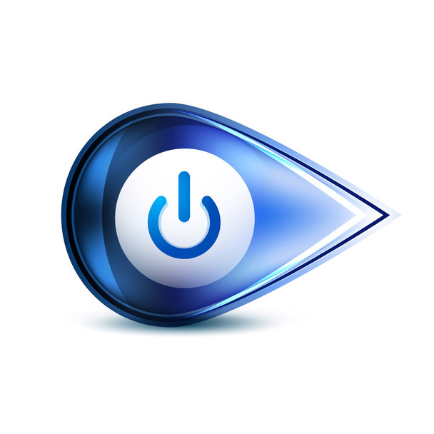 Power button blue icon, start symbol - Vector, Image