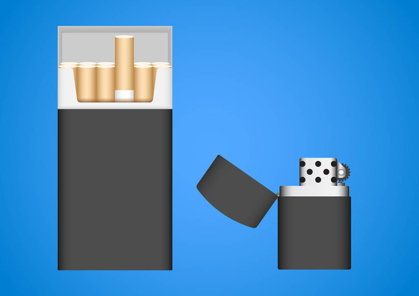 cigarette and lighter mockup design - Διάνυσμα, εικόνα