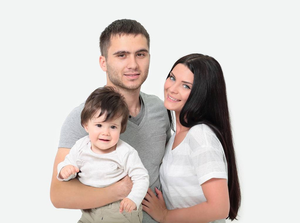 happy smiling family isolated over white - Photo, Image