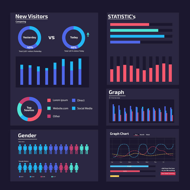 infographic web analysis element design - Vetor, Imagem