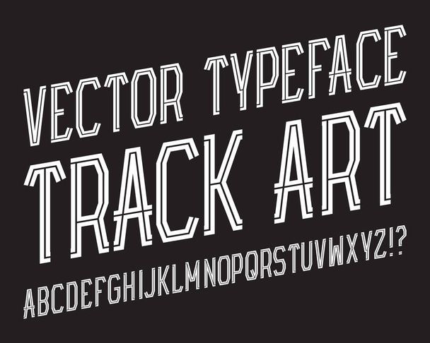 Track Art Vector Typeface. White striped font. Isolated english alphabet. - Vektör, Görsel