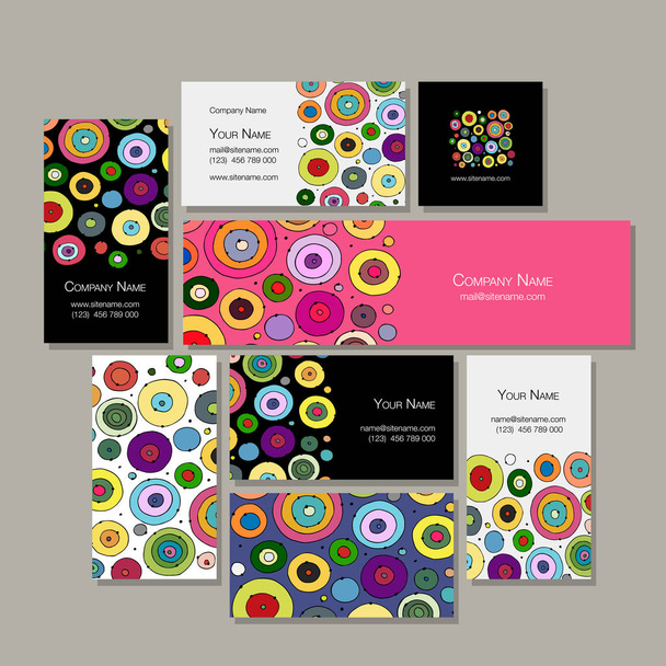 Conjunto de tarjetas de visita, diseño de círculos abstractos
 - Vector, imagen