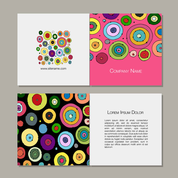 Greeting cards set, abstract circles design - Διάνυσμα, εικόνα