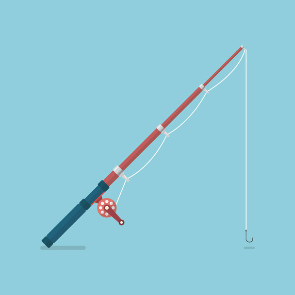 Fishing rod in flat style - Vector, Image