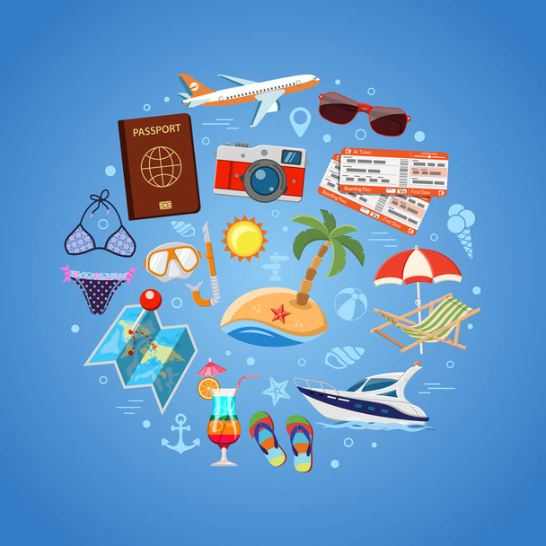 koncepcja wakacji i turystyki - Wektor, obraz