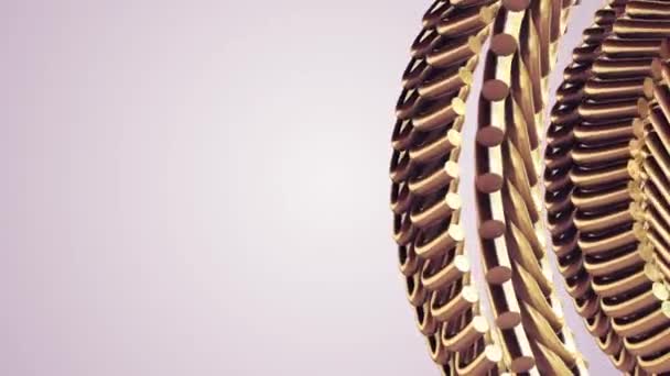 moving rotating golden golden metal gears chain elements seamless loop animation 3d motion graphics background new quality industrial techno construction futuristic cool nice joyful video footage - Footage, Video